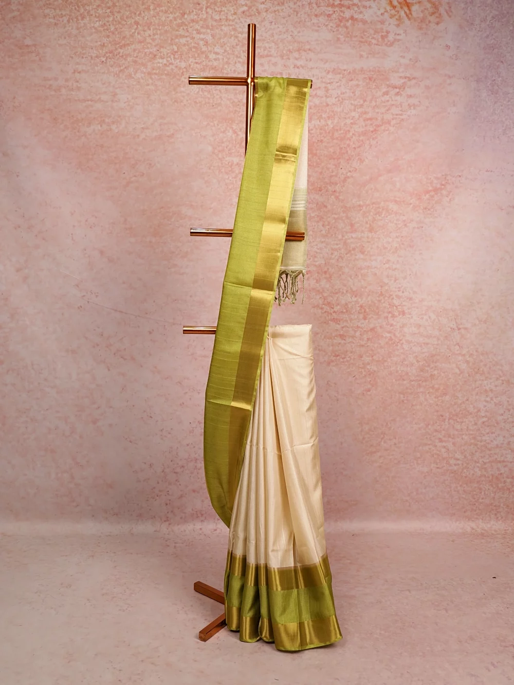 Cream Semi Tussar Saree