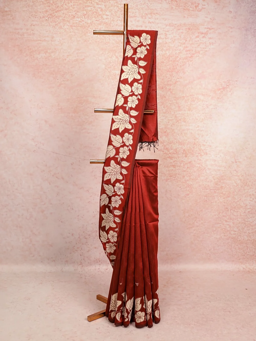 Maroon Semi Jute Saree