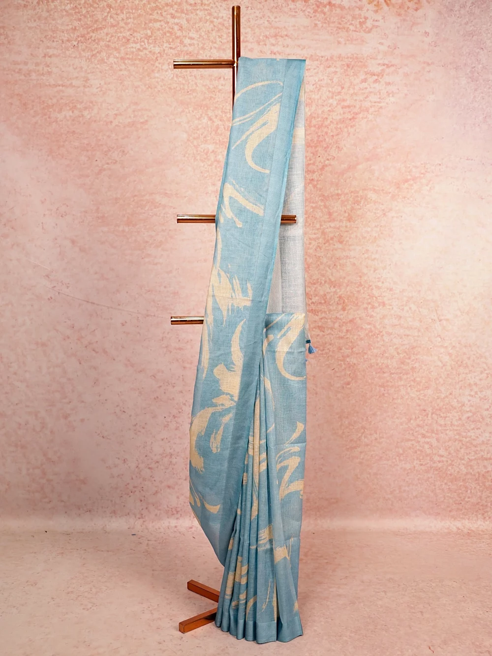 Powder Blue Semi Linen Saree