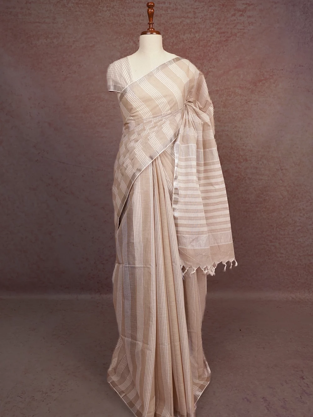 Beige Cotton Saree