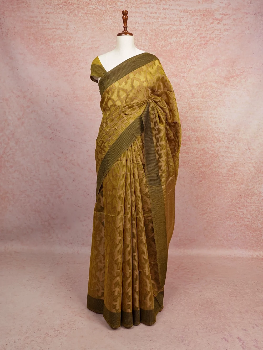 Olive Green Cotton Silk Saree