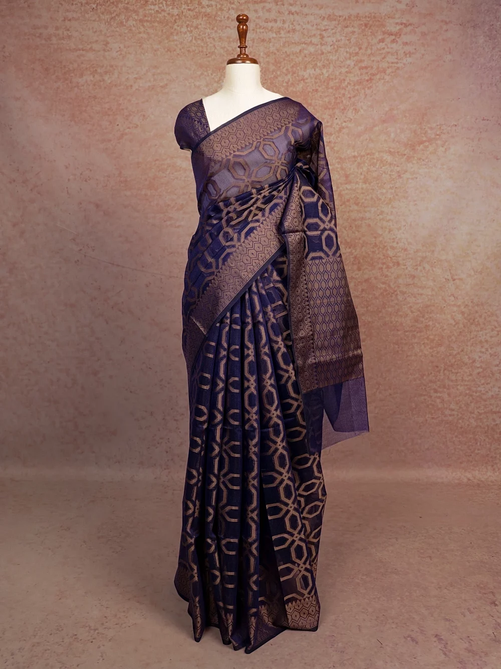Navy Blue Net Kota Saree