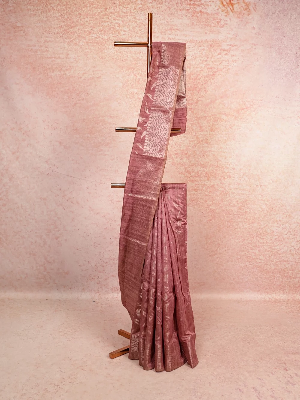 Light Onion Pink Semi Tussar Saree