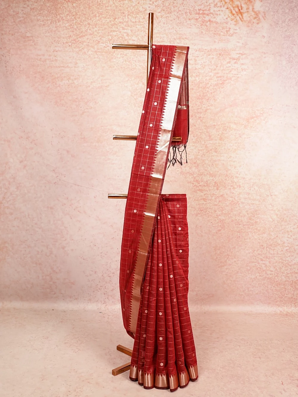 Maroon Cotton Silk Saree