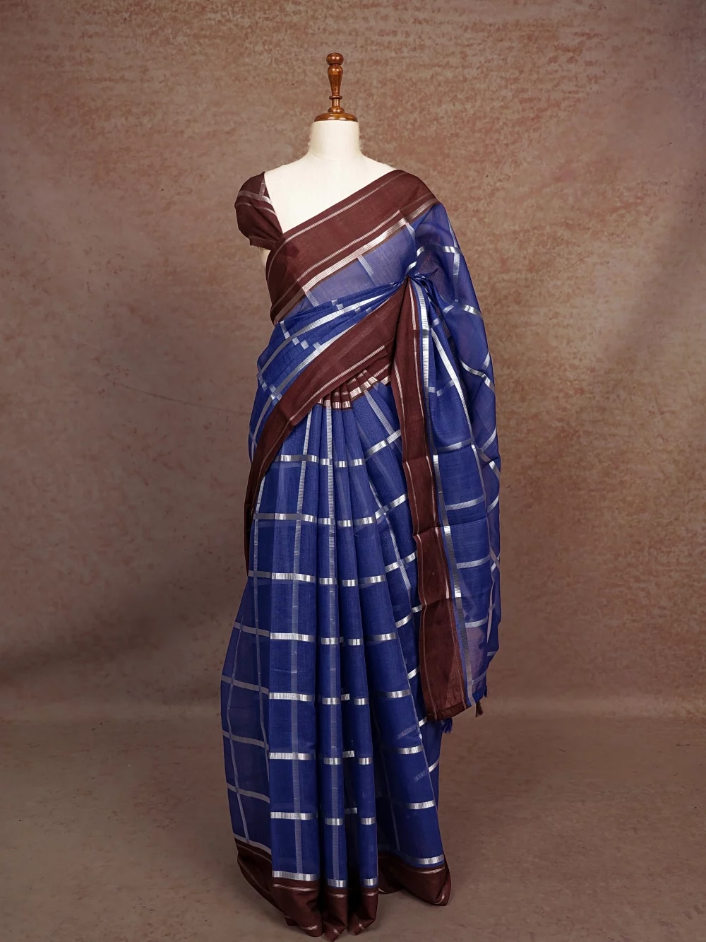 Blue Cotton Silk Saree