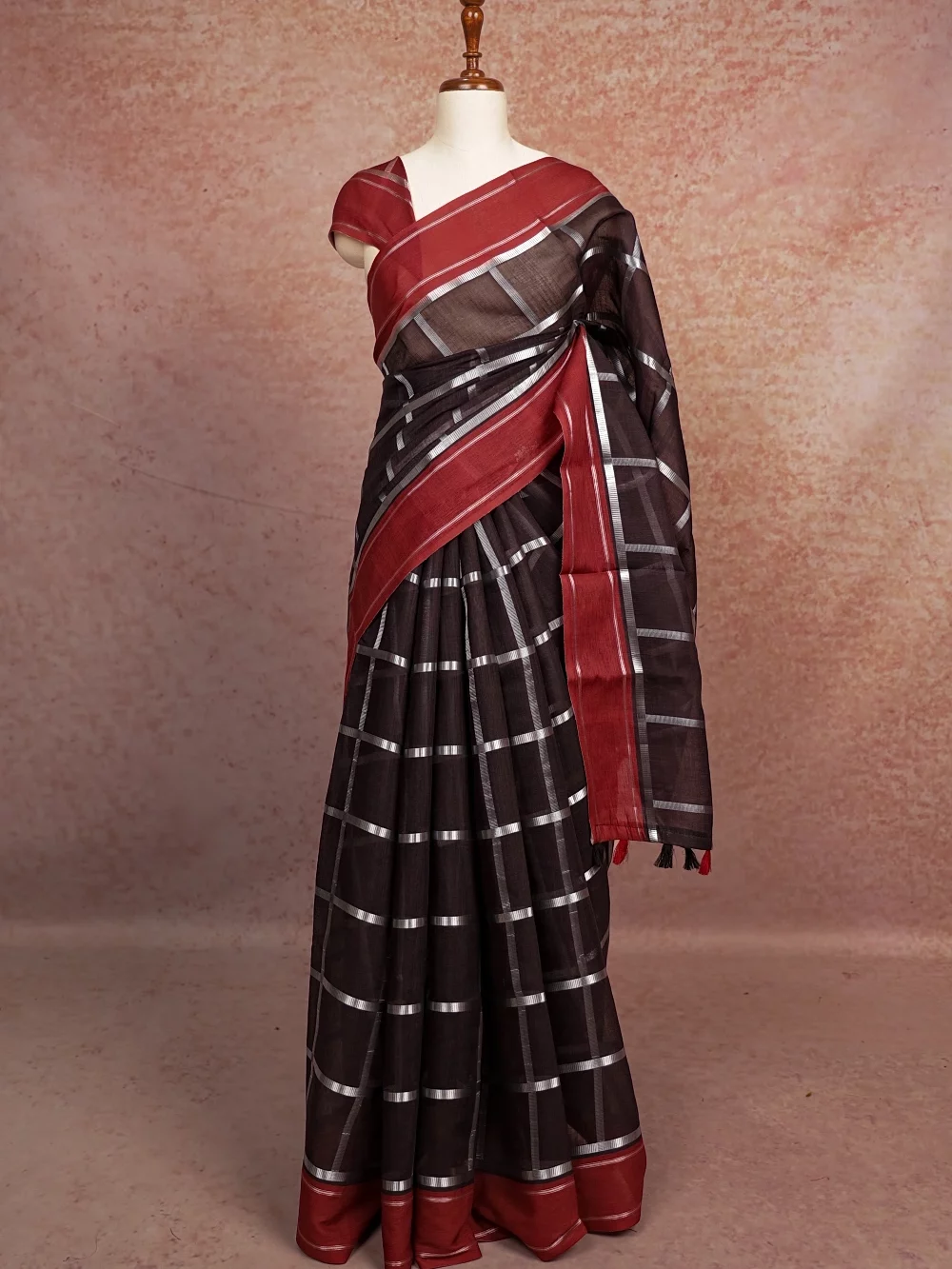 Black Cotton Silk Saree