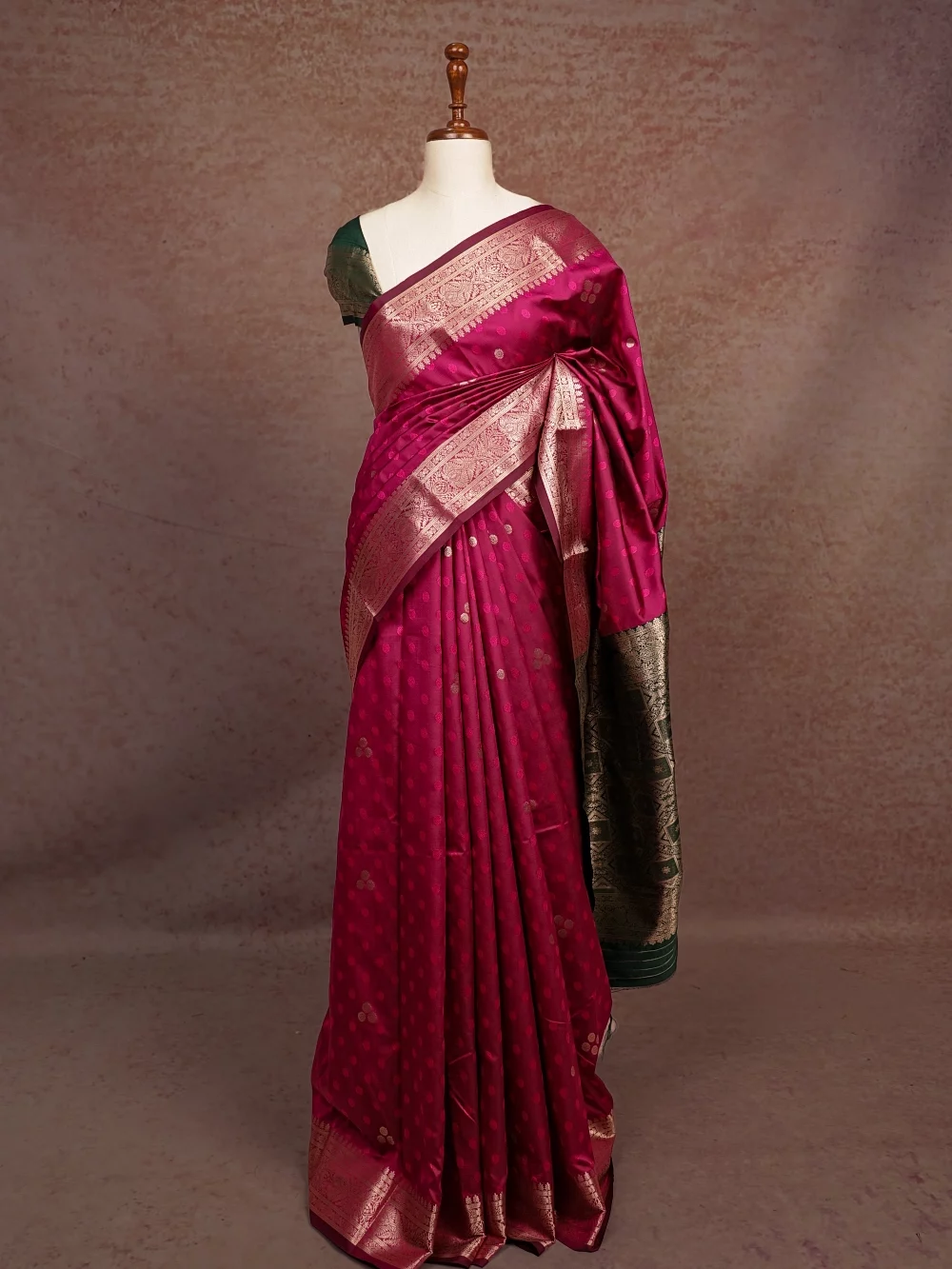 Deep Pink Semi Silk Saree