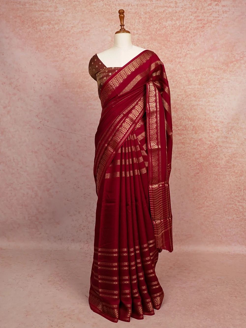 Maroon Semi Banarasi Saree