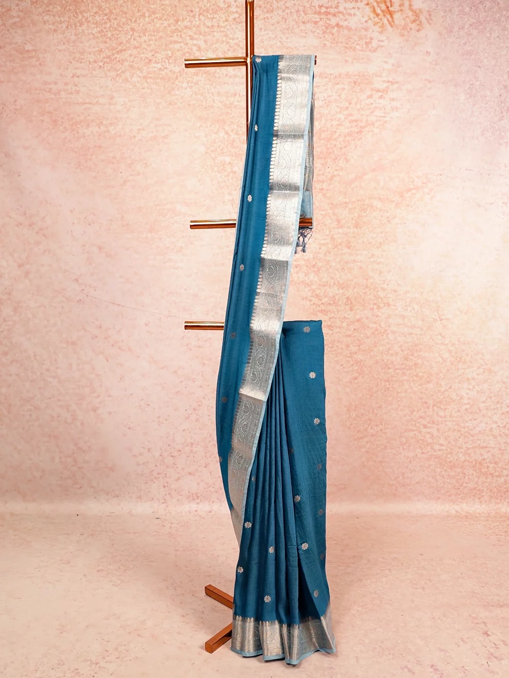 Blue Semi Banarasi Saree