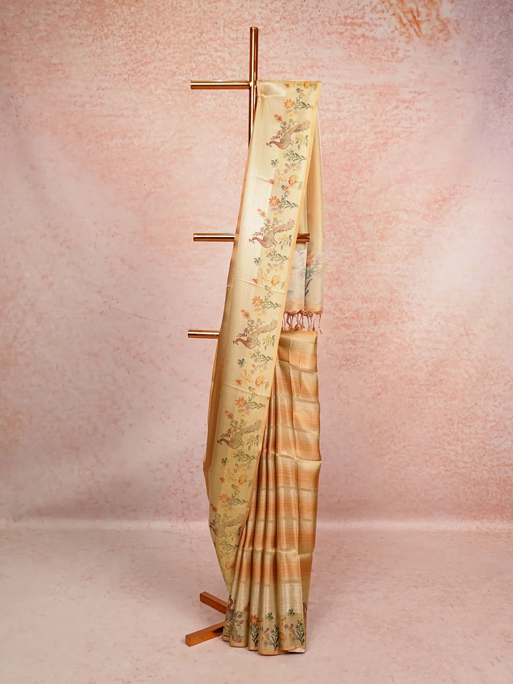 Light Orange Semi Tissue Saree