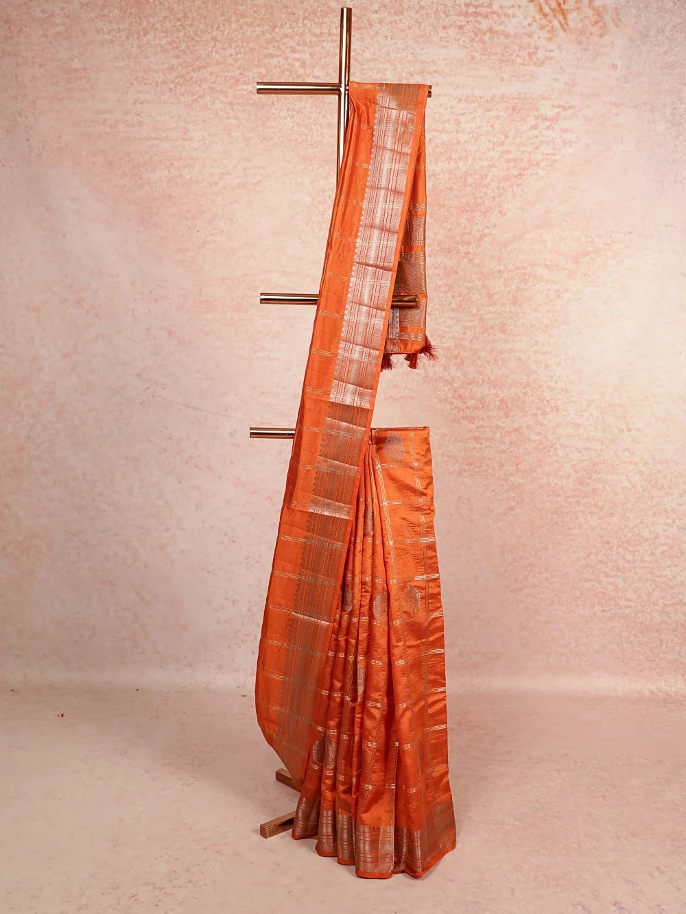 Orange Semi Jute Saree