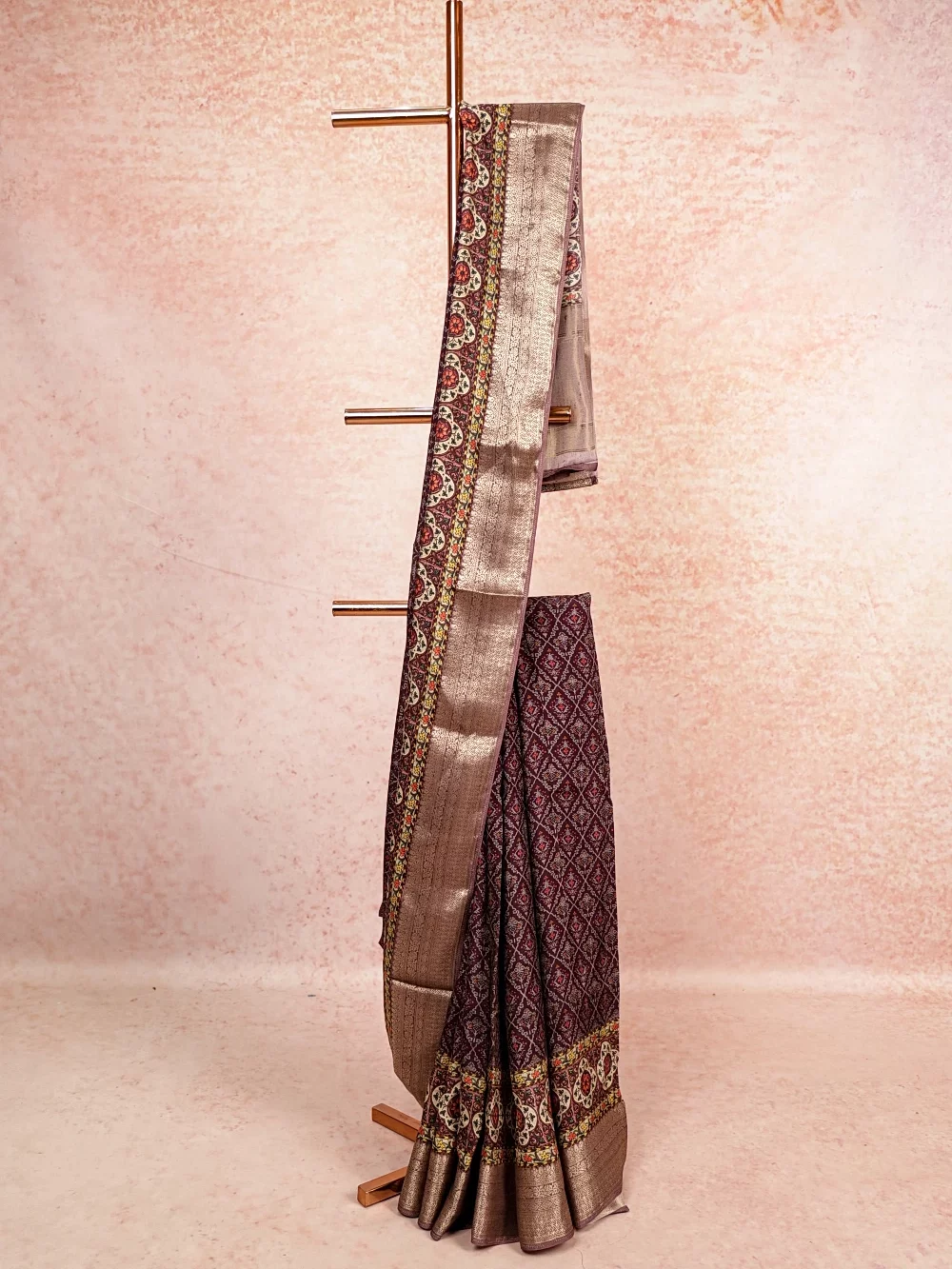 Wine Semi Jute Saree
