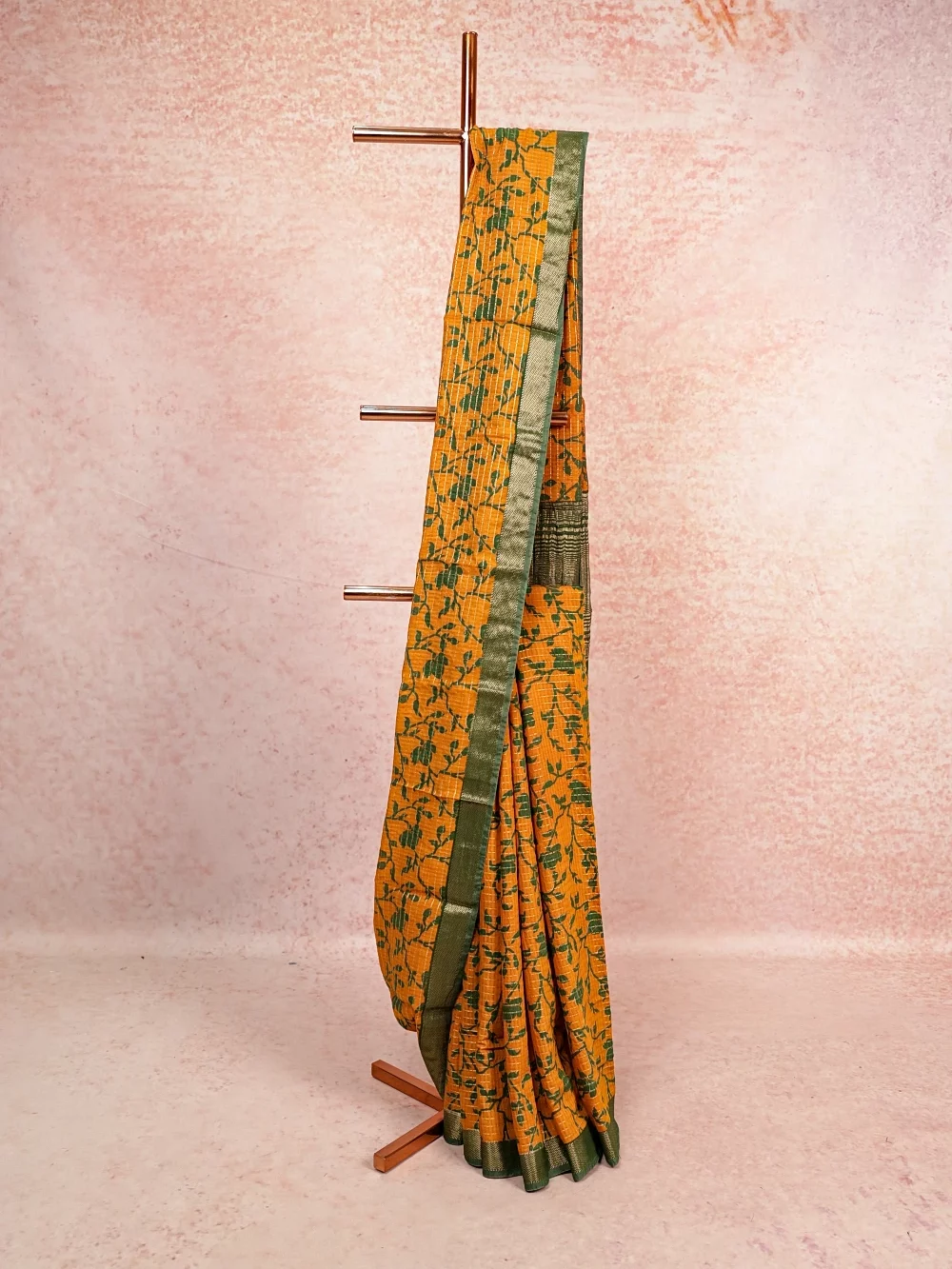 Mustard Yellow Semi Chanderi Saree