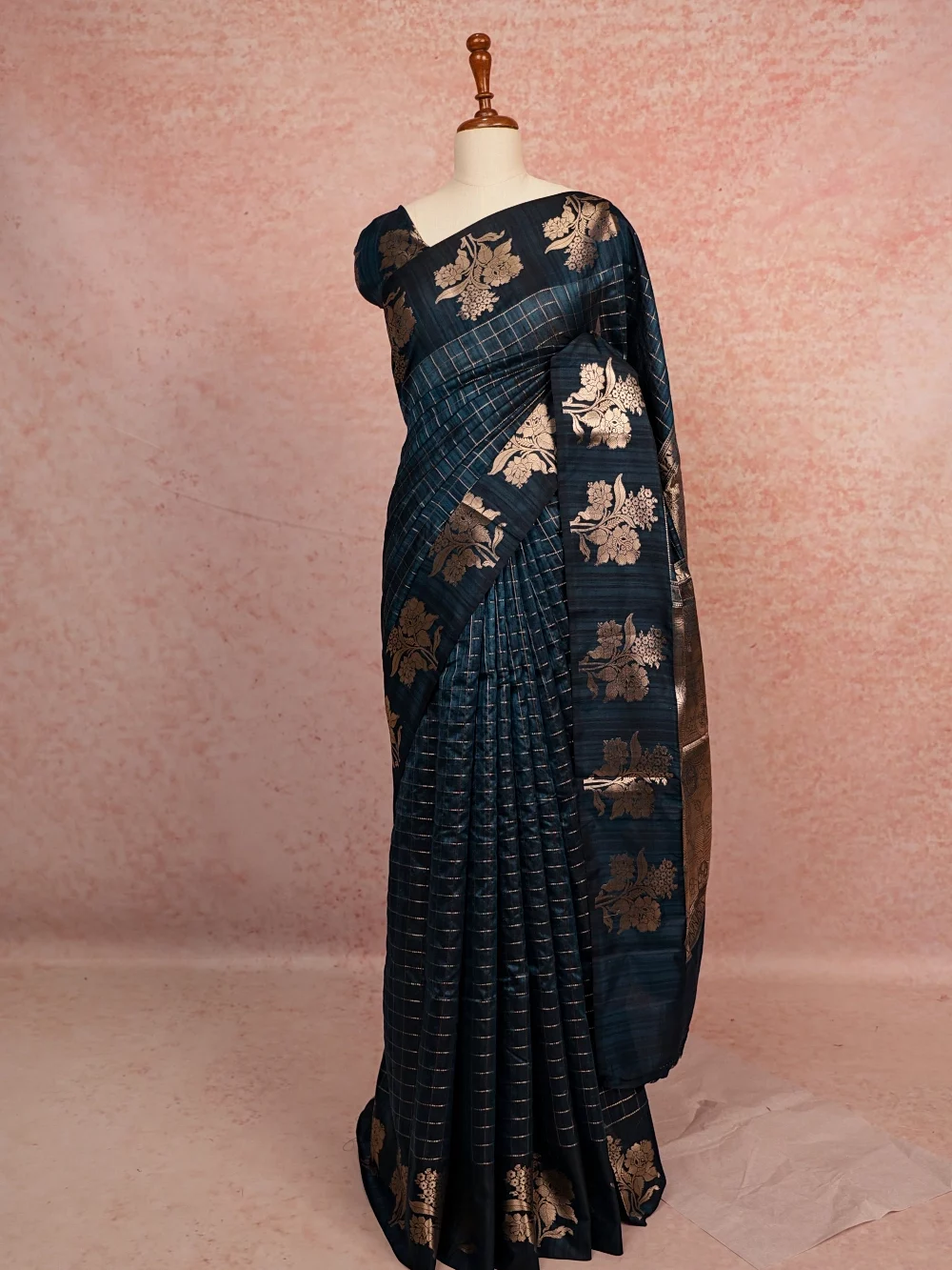 Teal Blue Semi Silk Saree