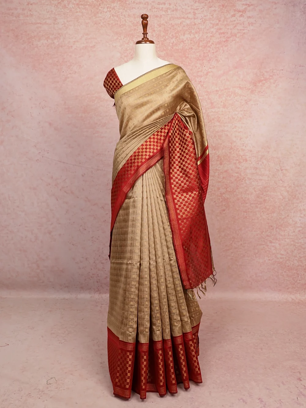 Biscut Color Semi Jute Saree