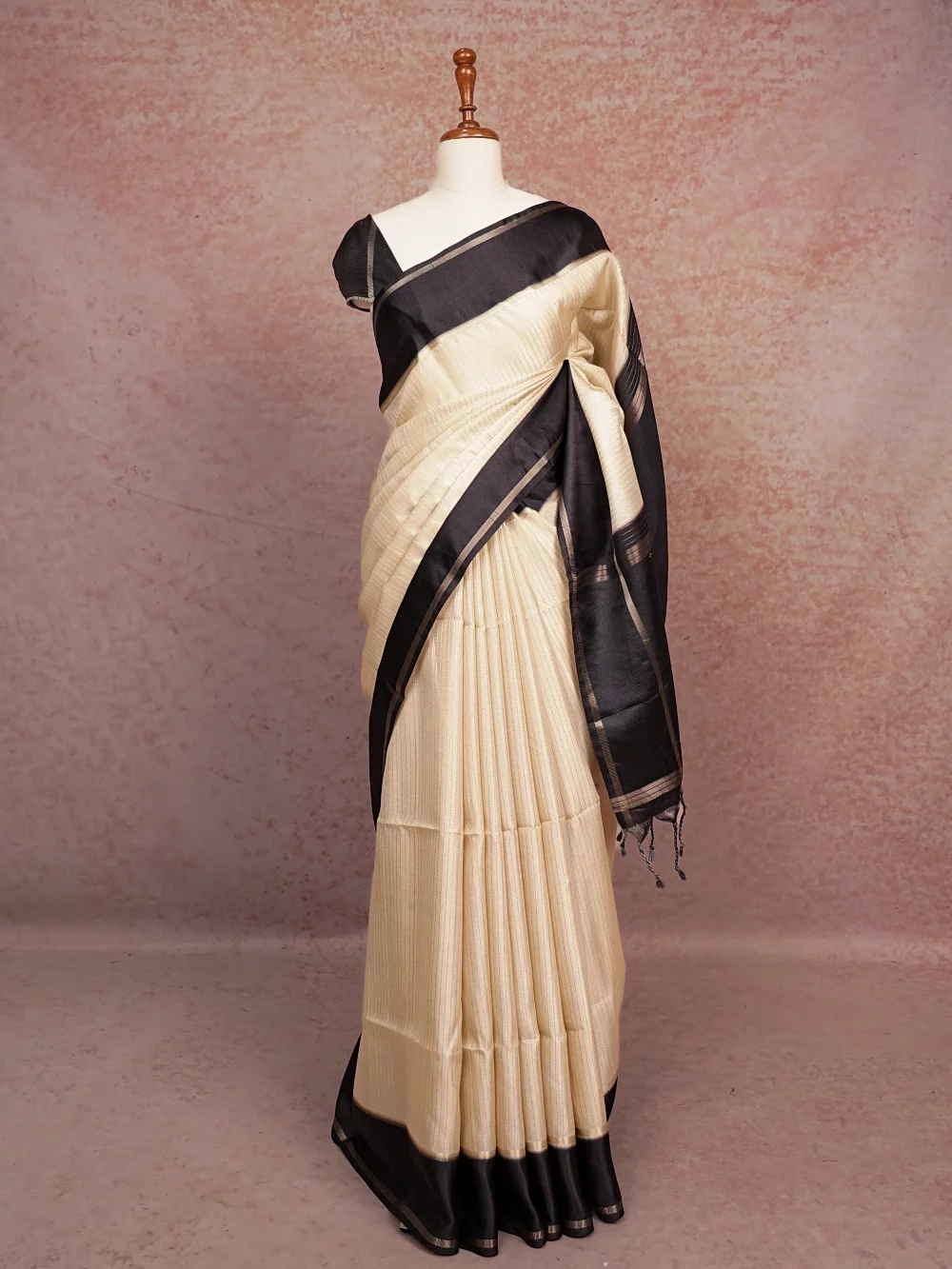 Cream Semi Jute Saree