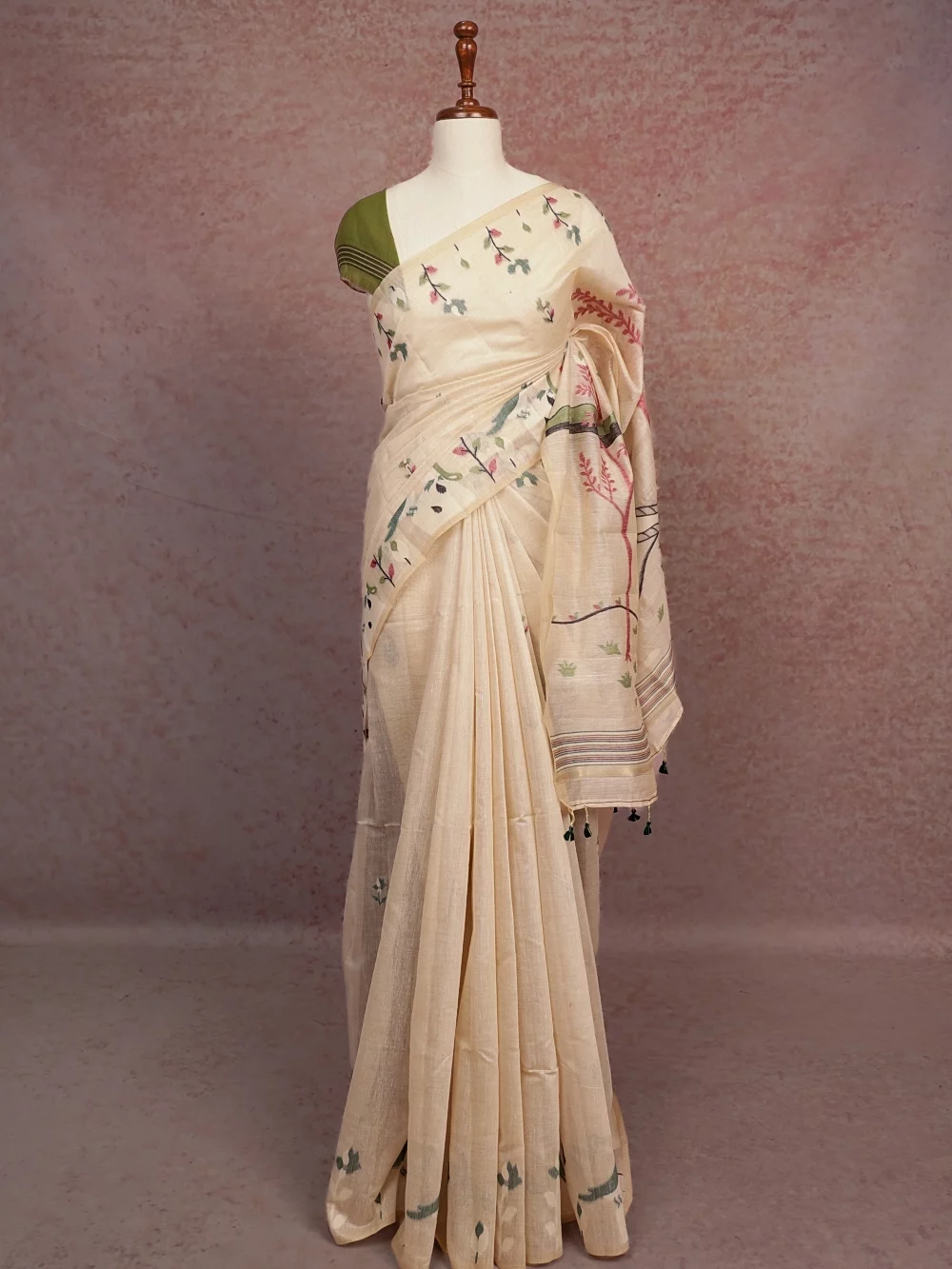 Cream Cotton Silk Saree