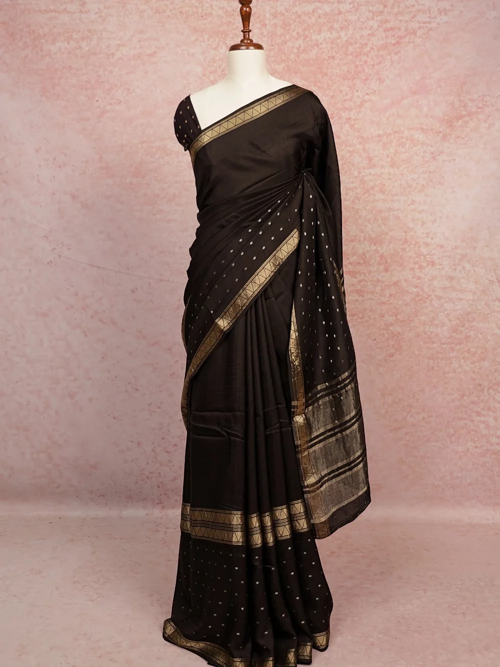 Black Semi Banarasi Saree