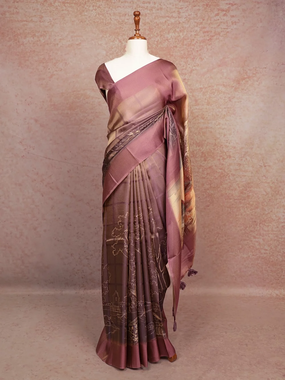 Lavender Semi Tissue Silk Saree