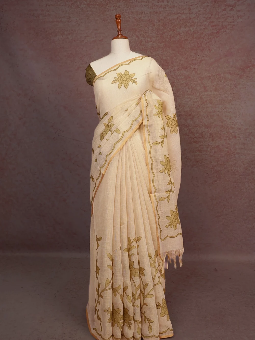 Cream Semi Tissue Saree