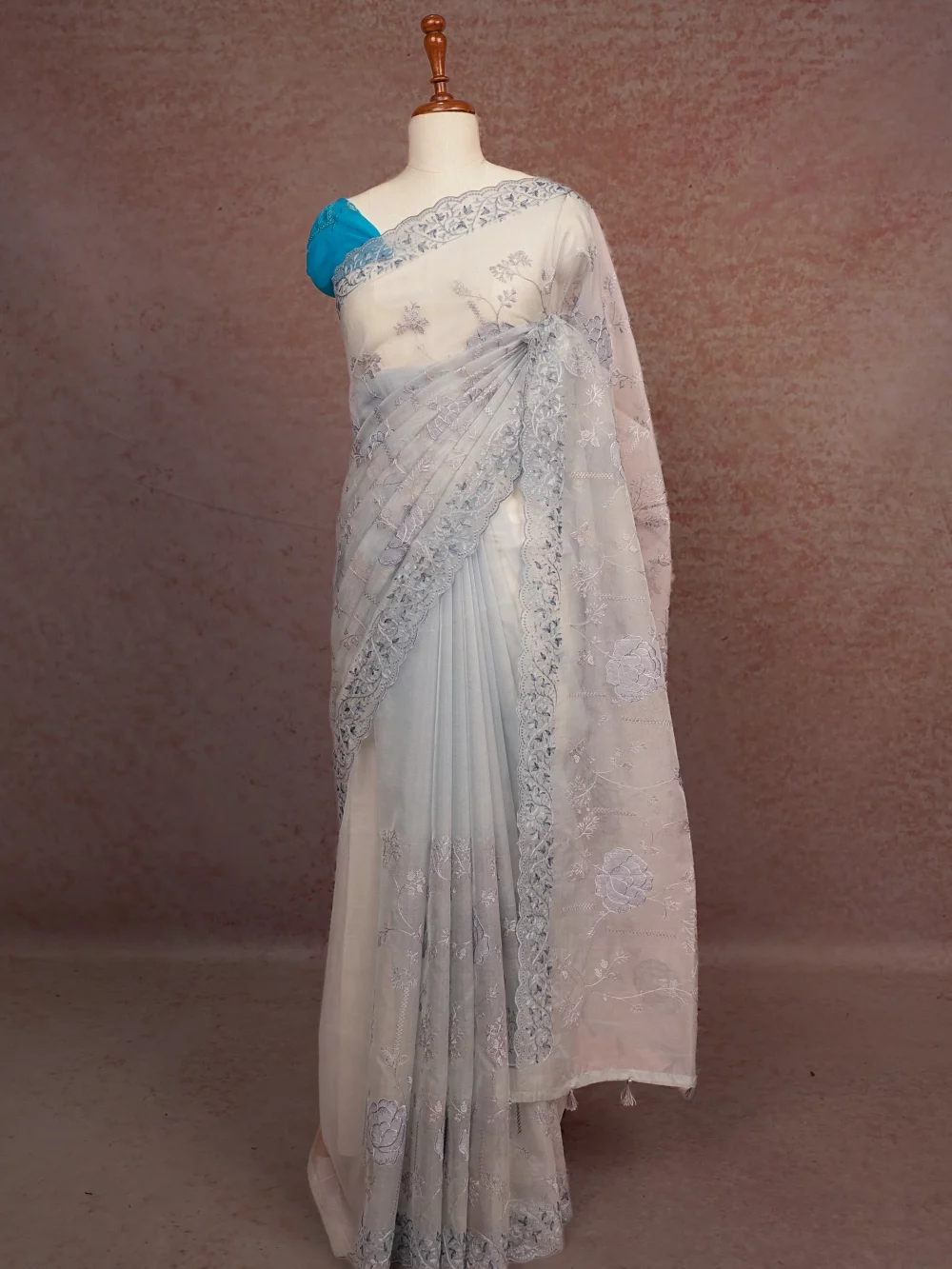 Powder Blue Organza Saree