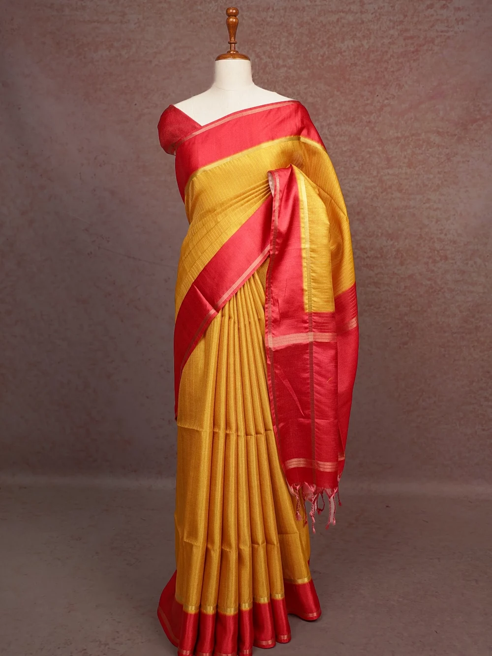 Yellow Semi Tussar Saree