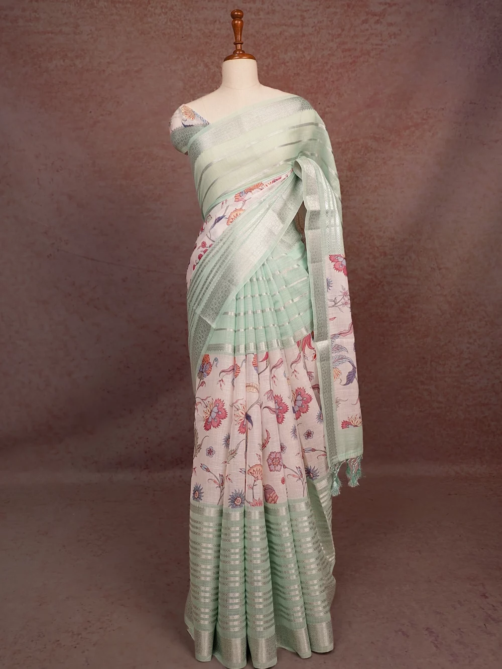White Linen Saree