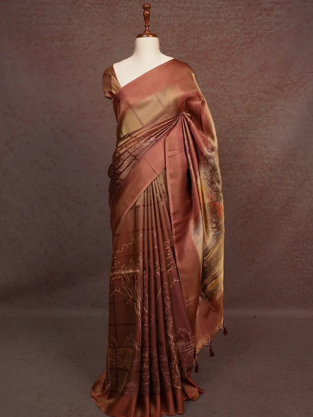 Onion Pink Tissue Organza Saree