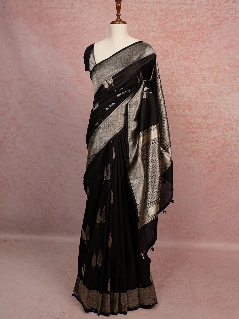 Black Semi Banarasi Saree
