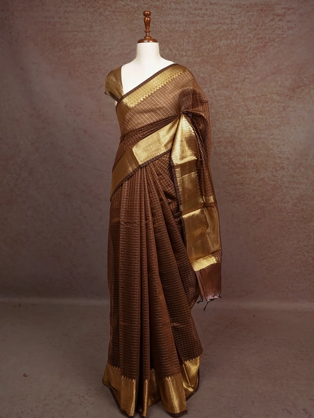 Brown Cotton Silk Saree