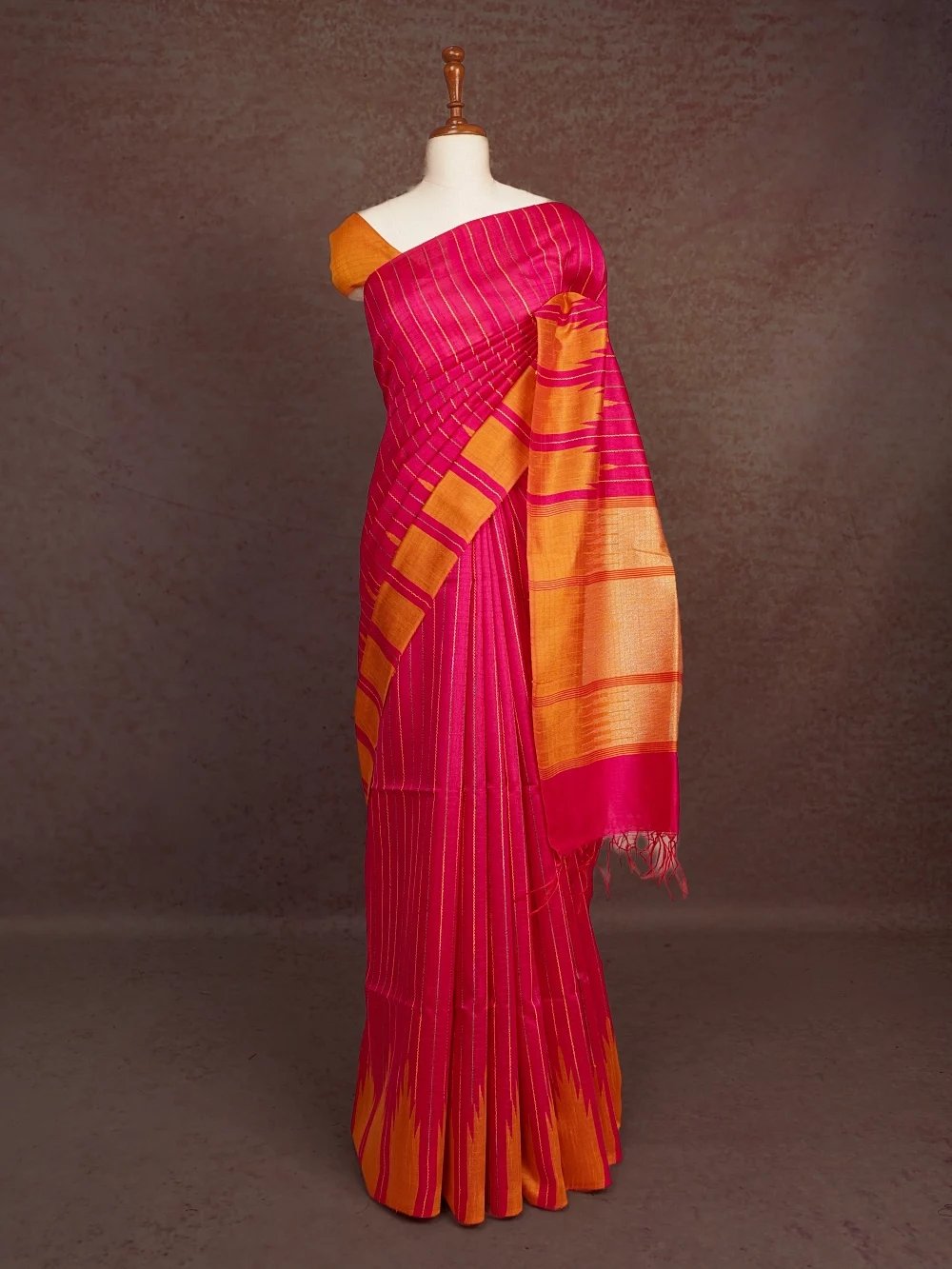 Magenta Semi Tussar Saree