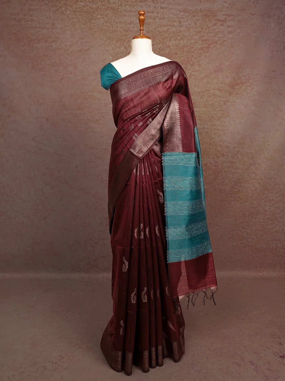 Dark Brown Semi Jute Saree