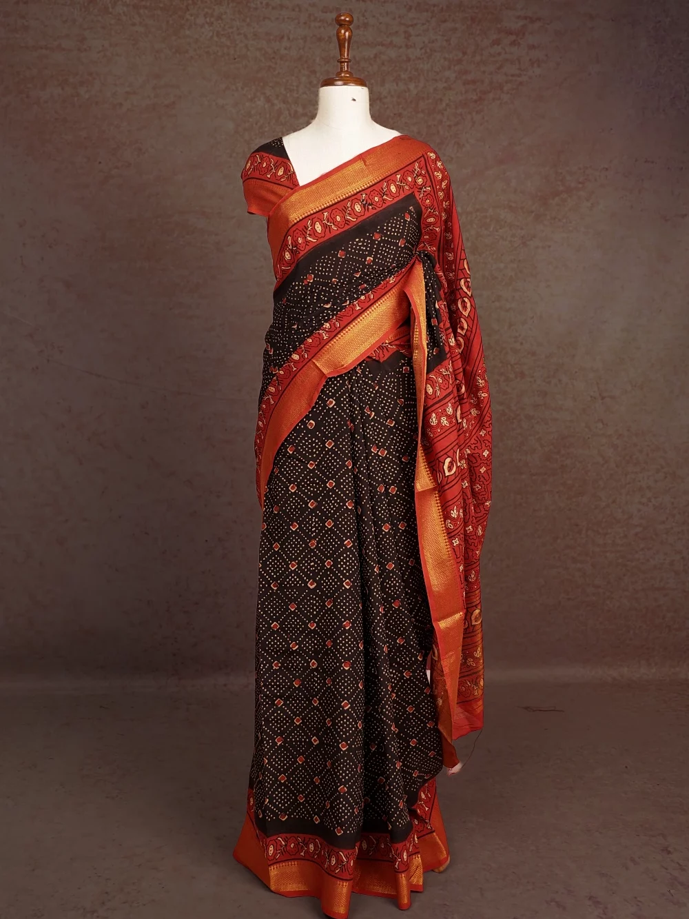 Black Semi Chanderi Saree