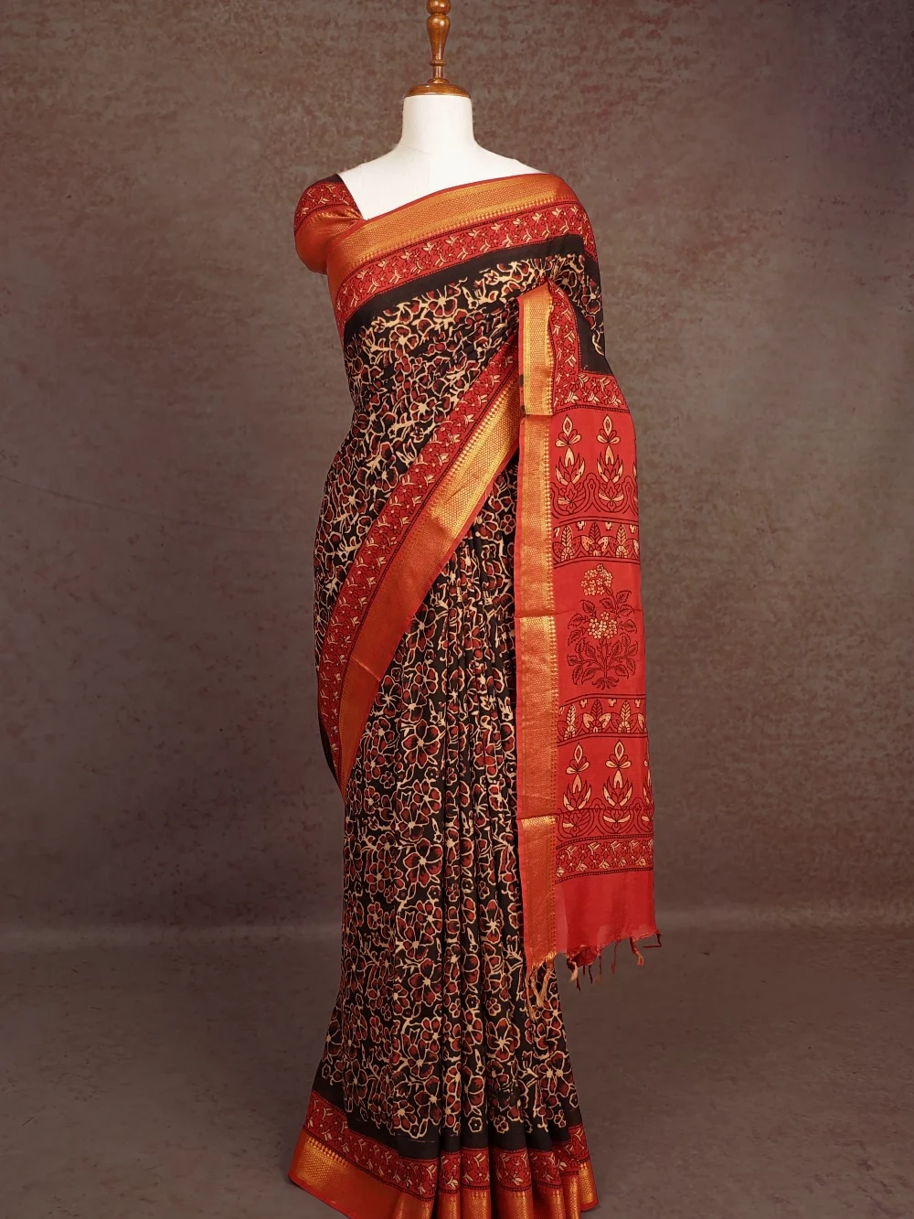 Black Semi Chanderi Saree