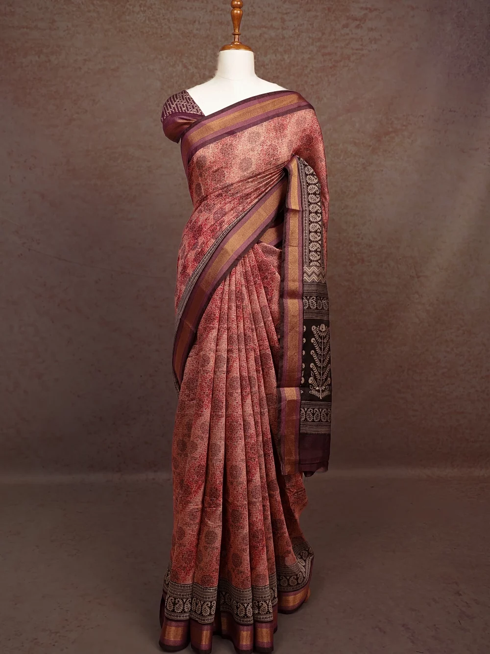 Peach Semi Chanderi Saree