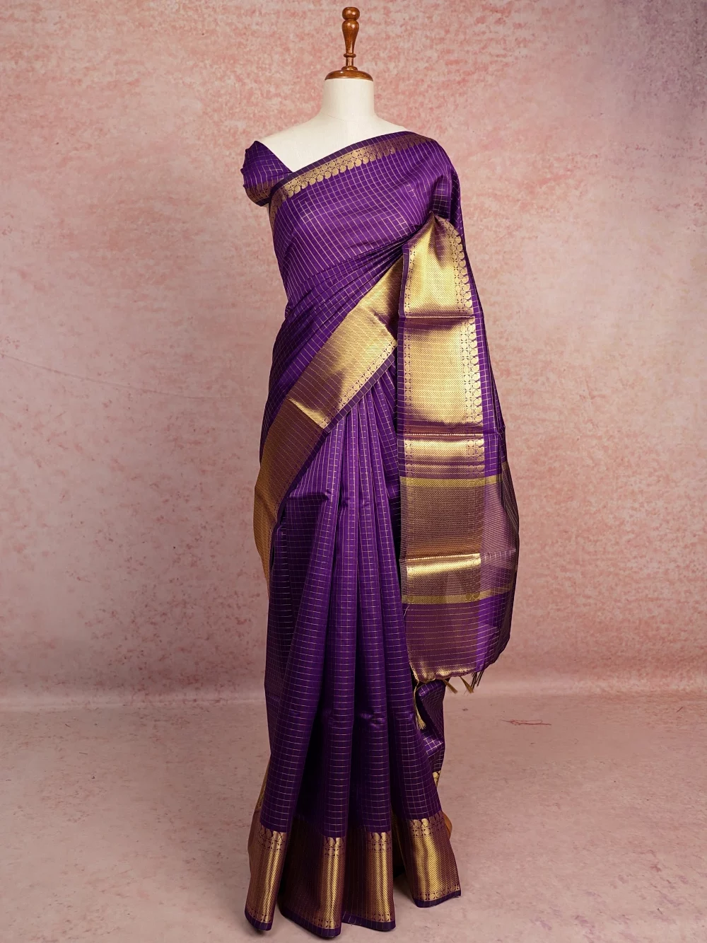 Violet Cotton Silk Saree