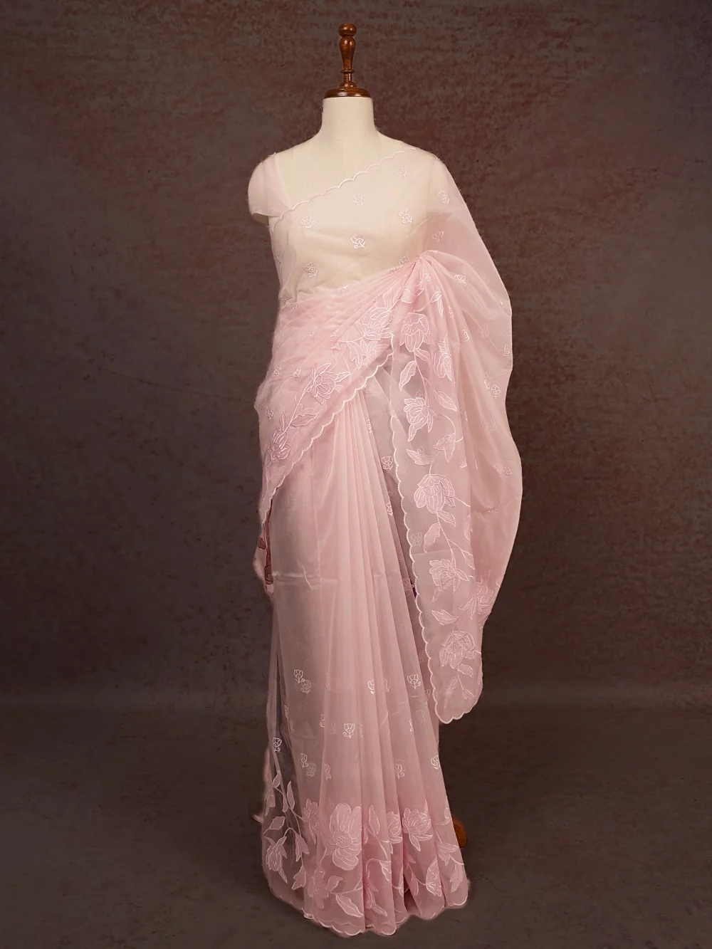 Baby Pink Organza Saree