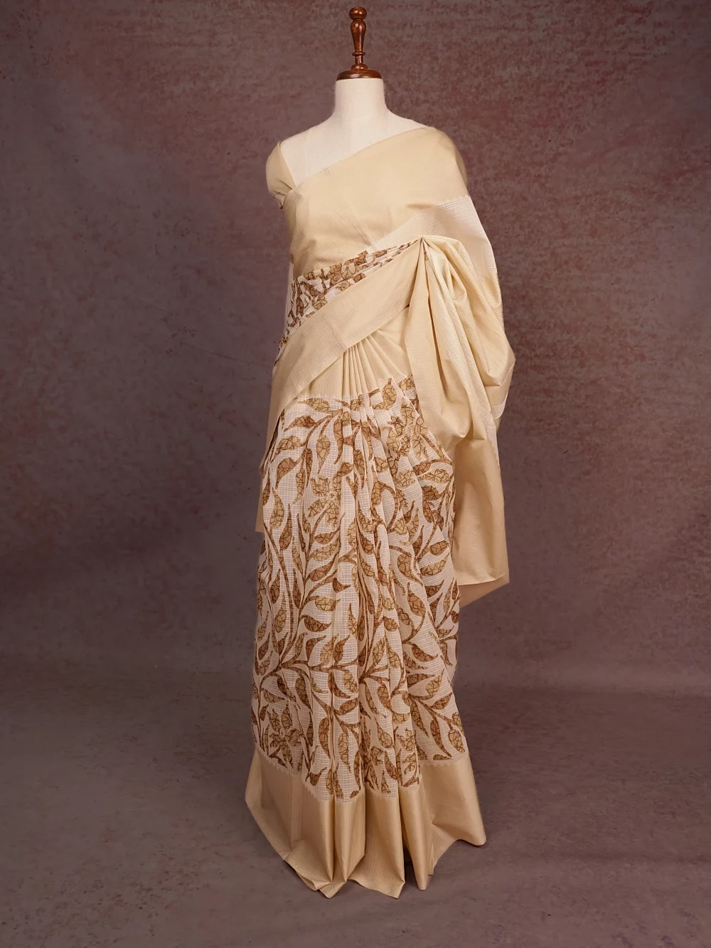 Cream Net Kota Saree