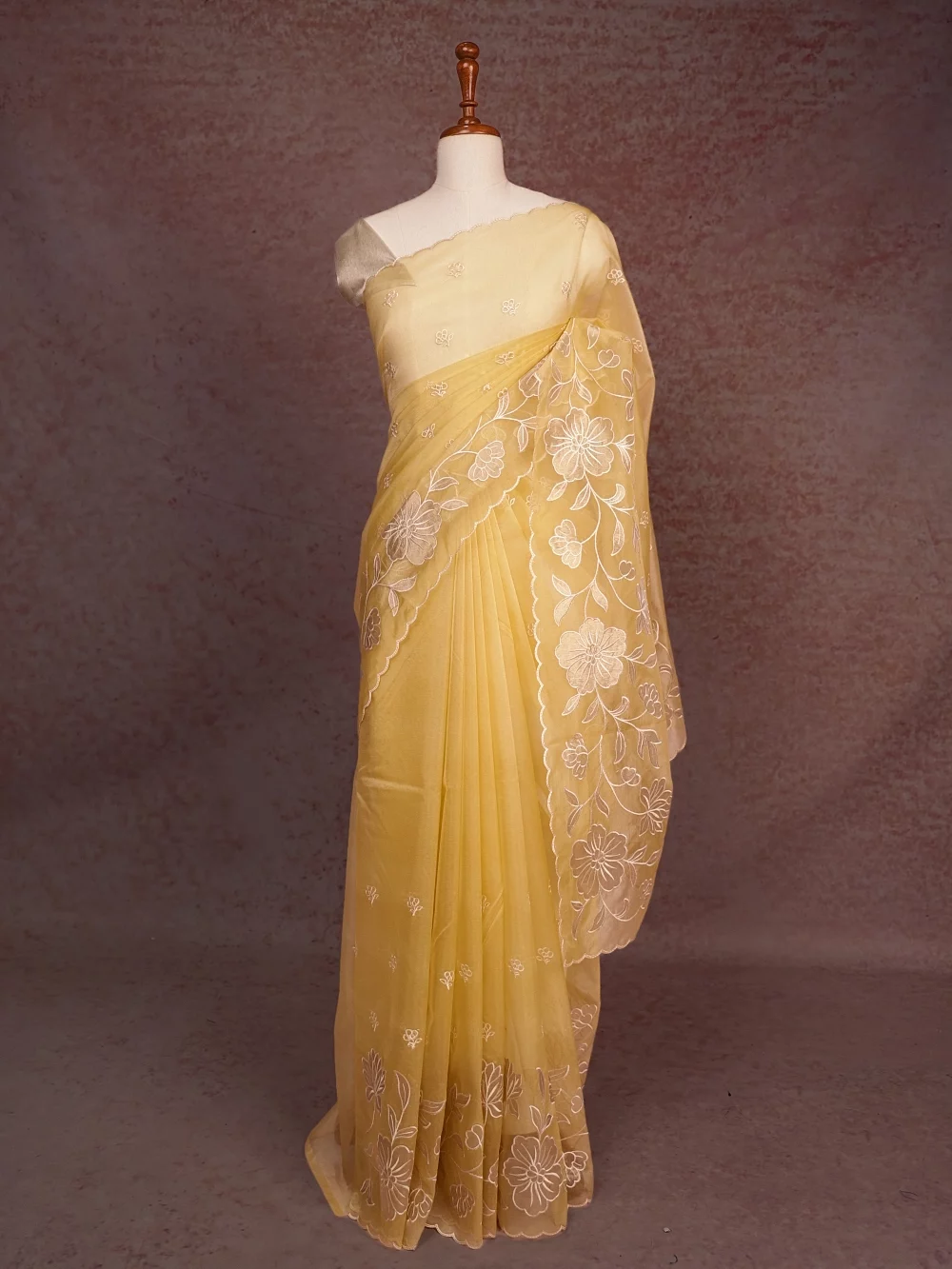 Light Sandal Colour Organza Saree