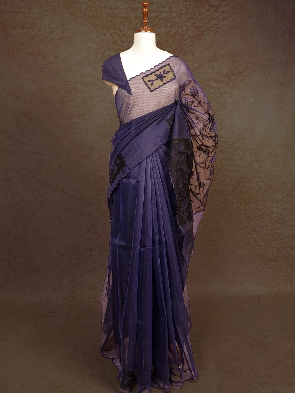 Navy Blue Net Kota Saree