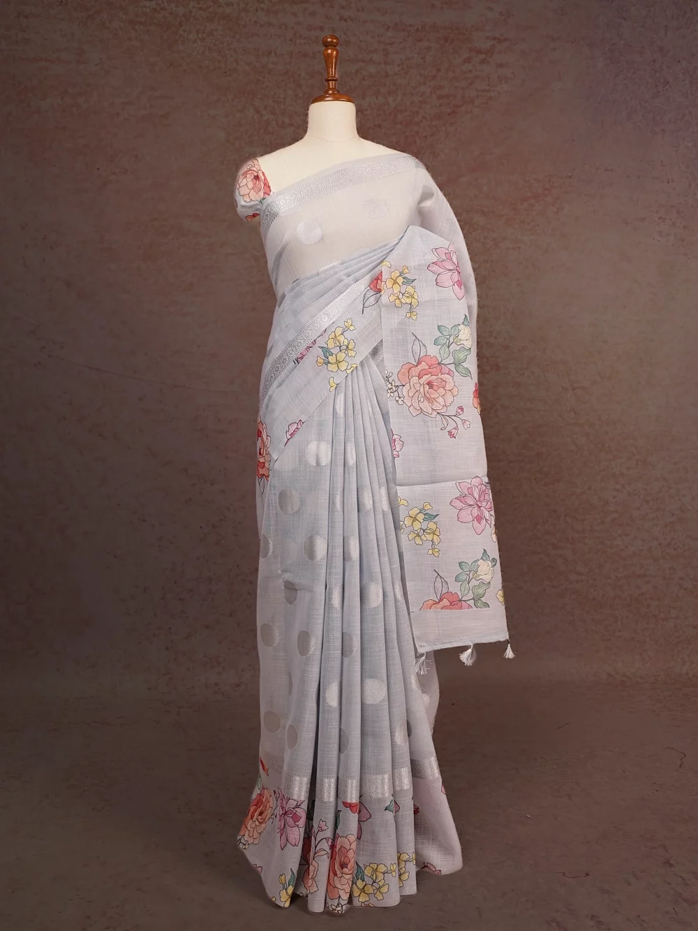Powder Blue Linen Saree