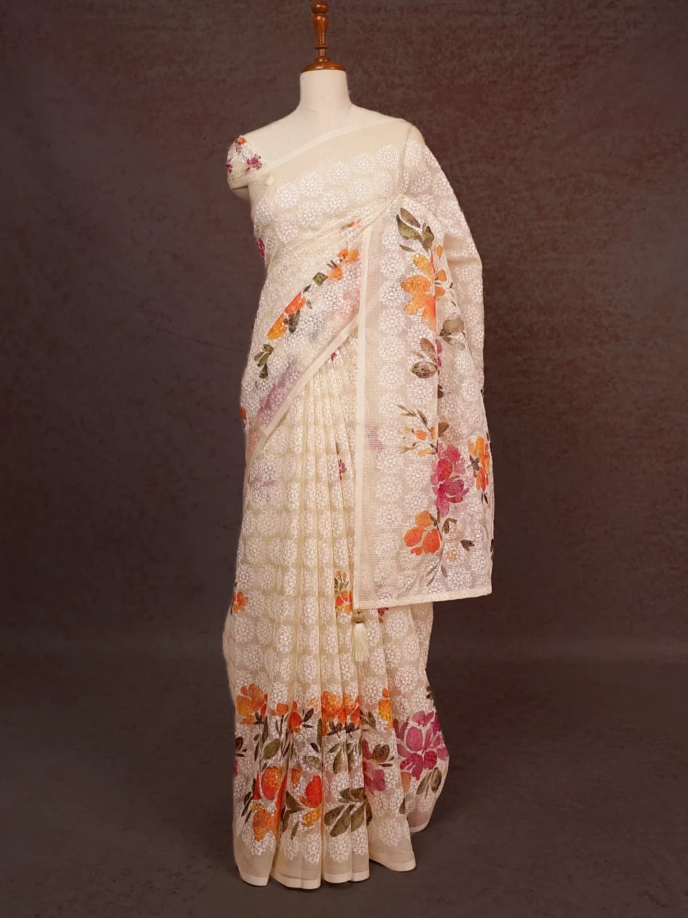 Cream Silky Kota Saree