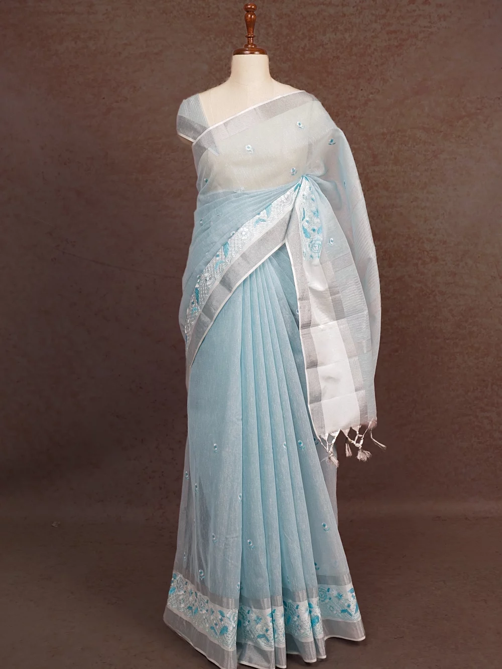 Sky Blue Tissue Kota Saree