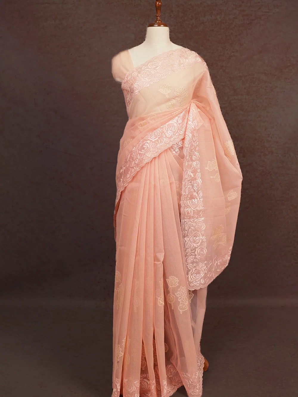 Light Peach Kota Saree