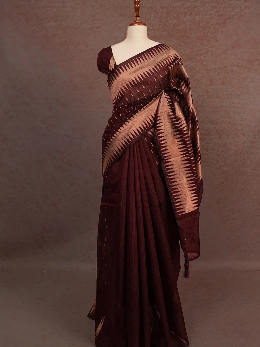 Dark Brown Semi Jute Saree