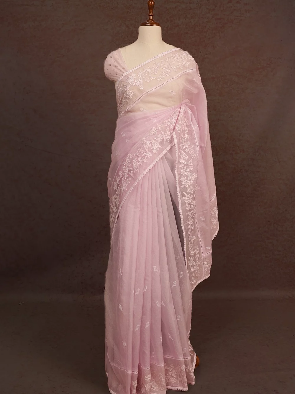 Baby Pink Semi Organza Saree