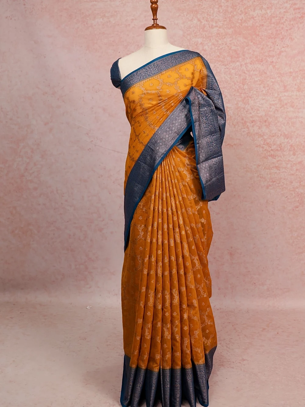 Mango Yellow Semi Tussar Saree