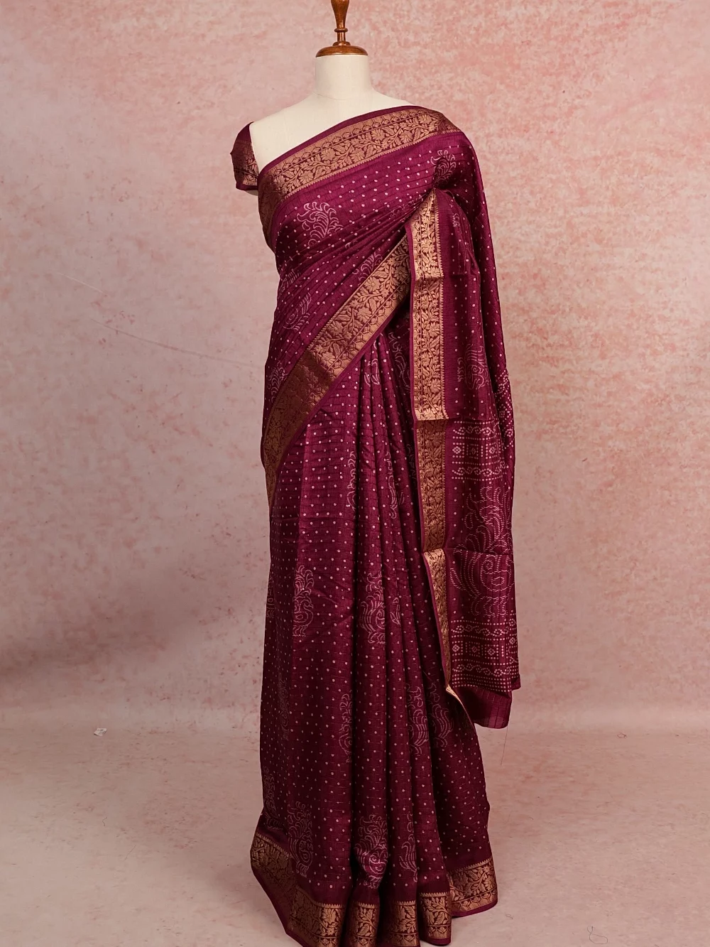 Purple Semi Tussar Saree