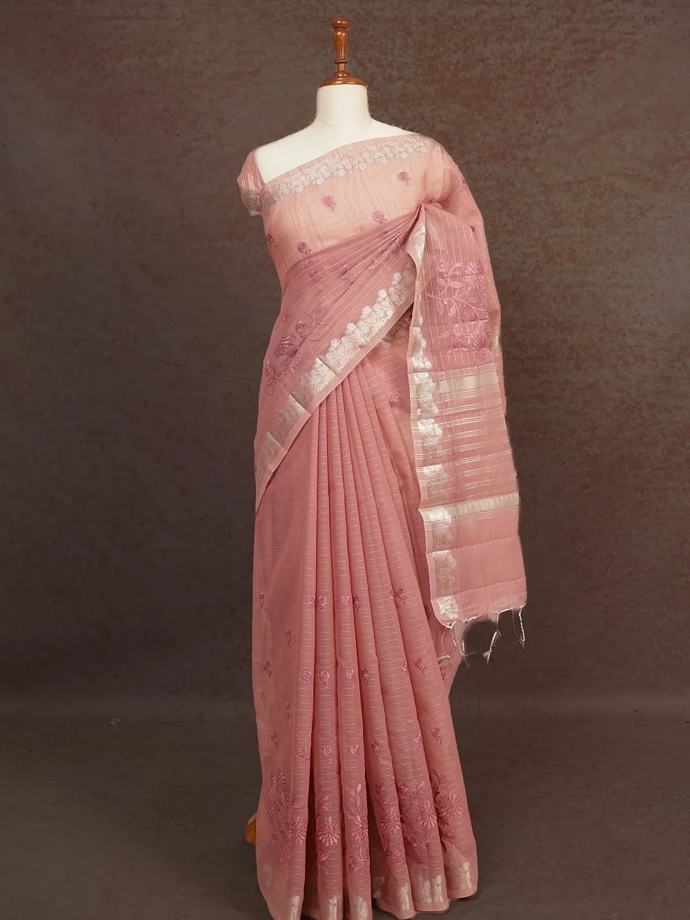Light Onion Pink Net Kota Saree