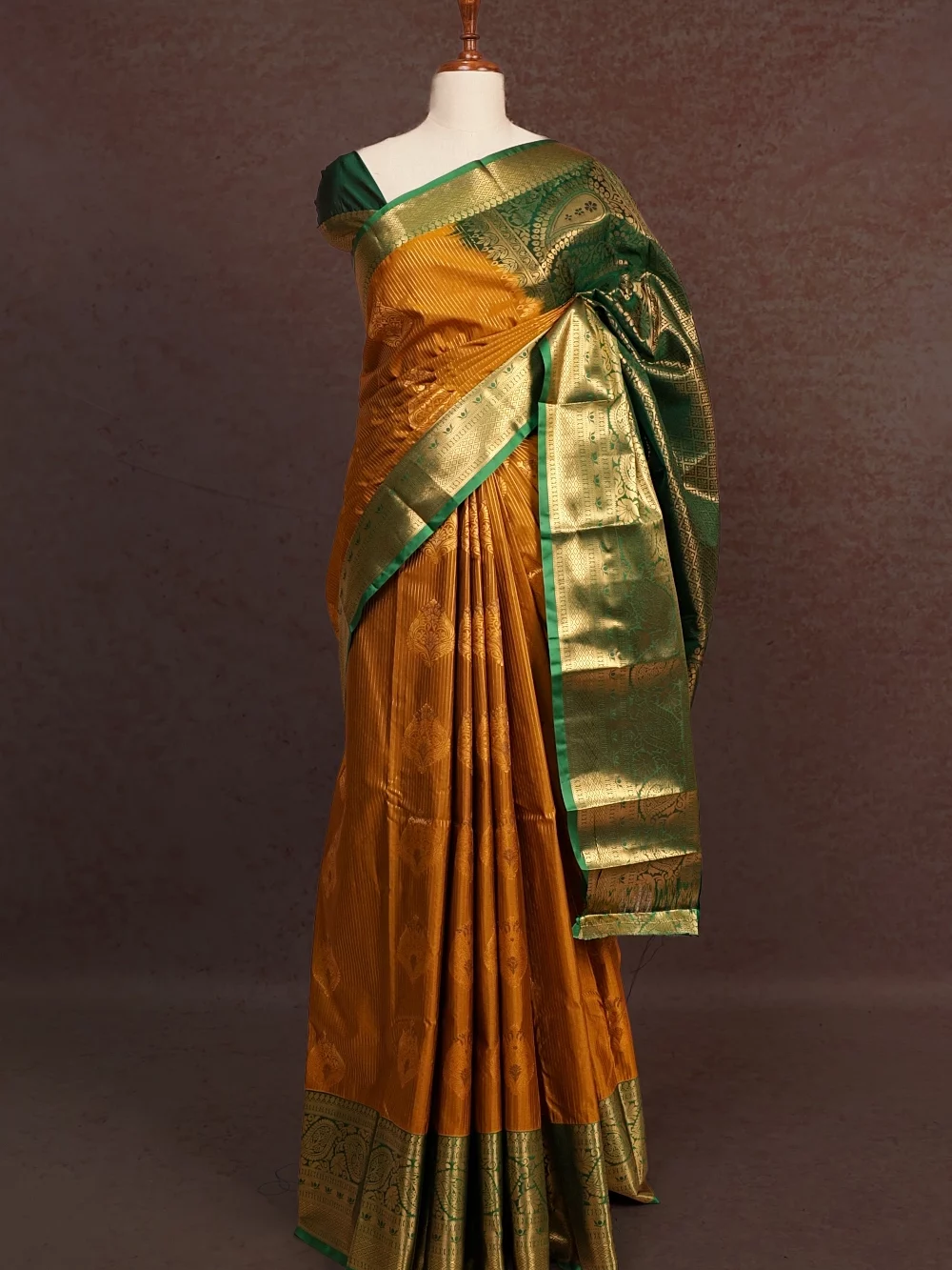 Mustard Gold Semi Silk Saree